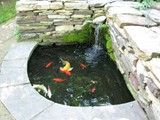 Koi Pond Stacked Stone Garden Wall